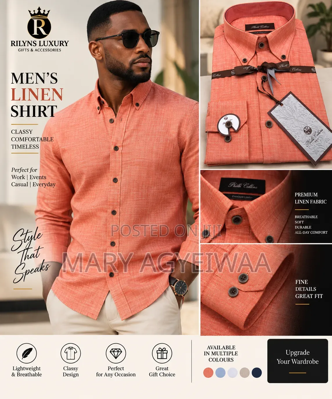Men’s Premium Linen Shirt – Long Sleeve Button Down