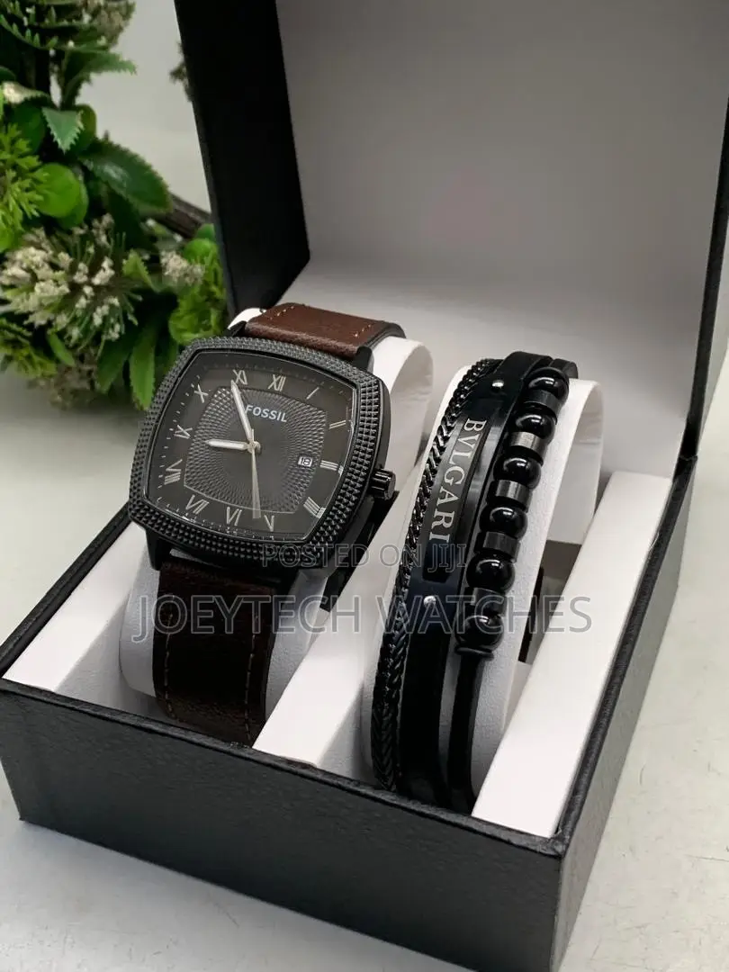 Fossil Watch and Bracelet Gift Set for Men