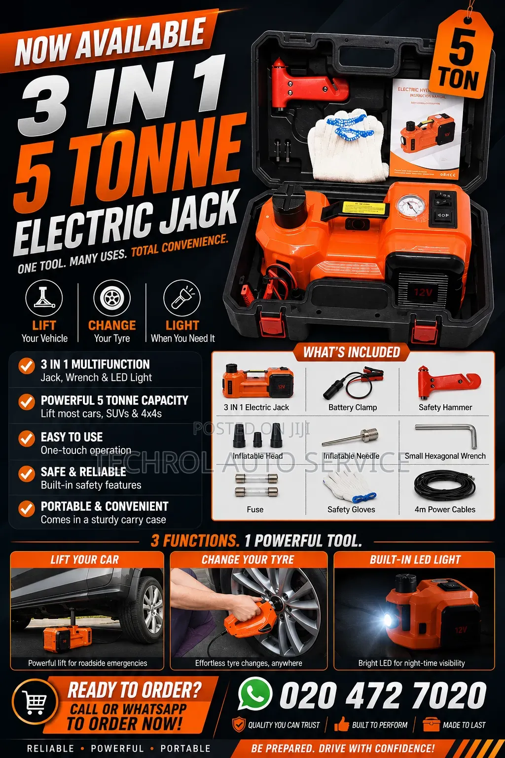 5 Tonne 3 IN 1 ELECTRIC Car Jacks