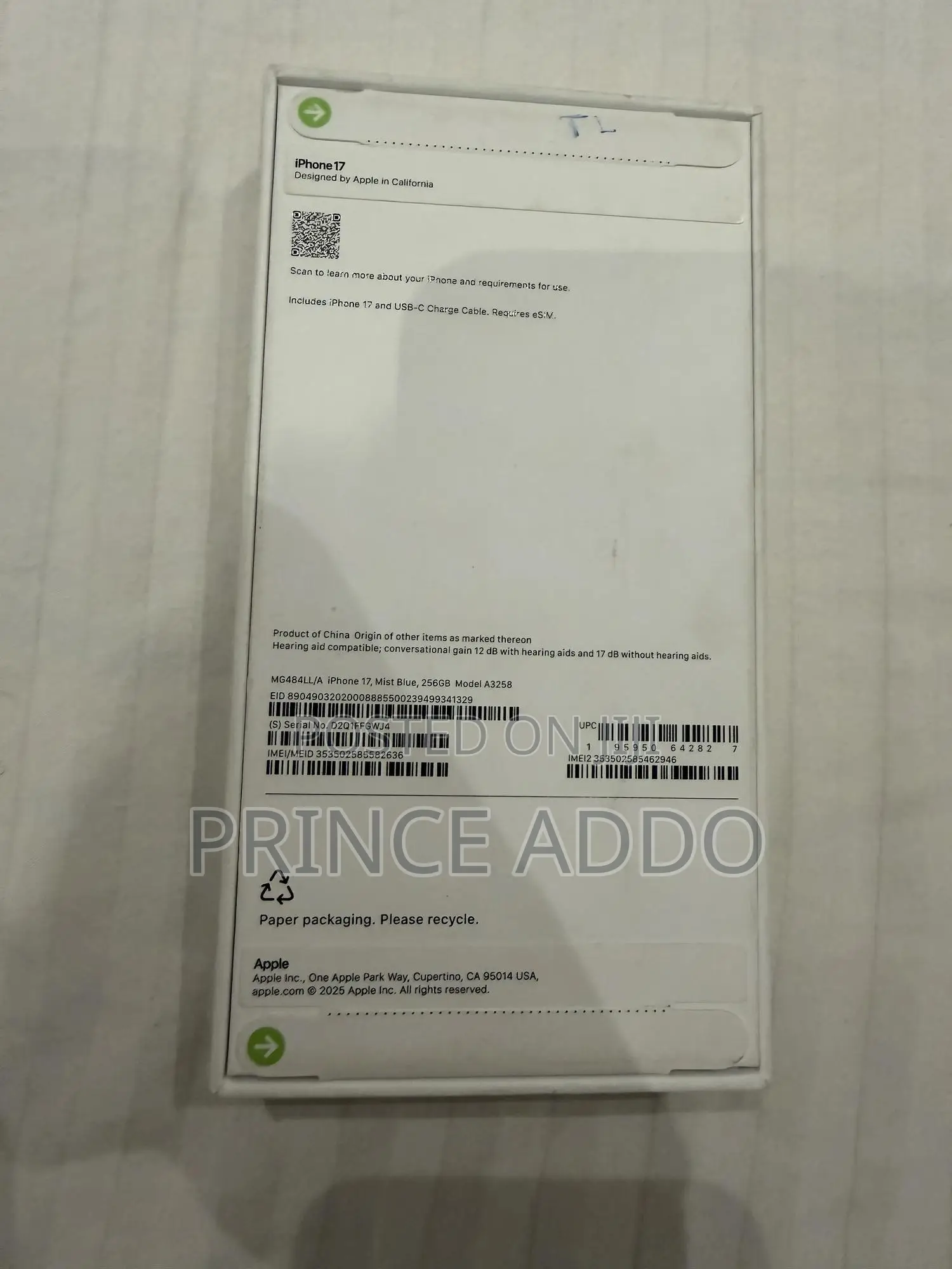 New Apple iPhone 17 256 GB Blue