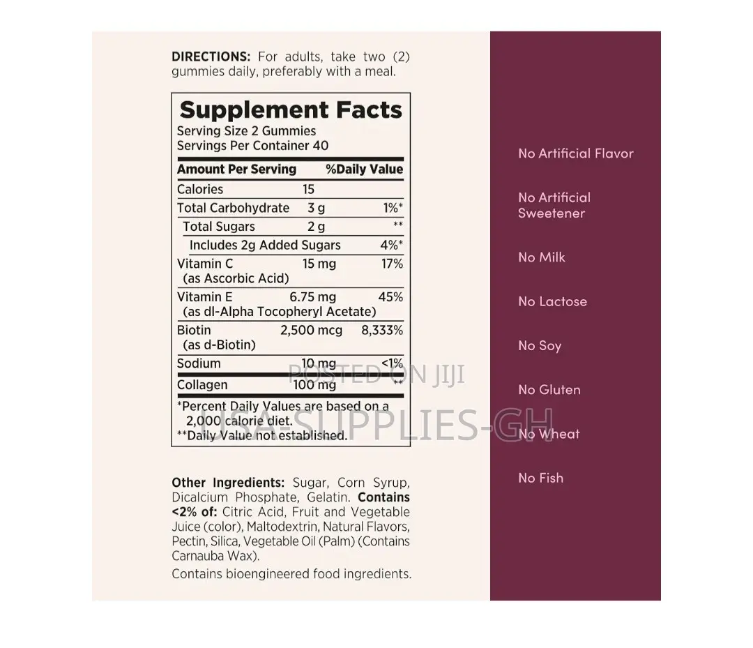 Nature's Bounty Hair, Skin, Nails Biotin/Collagen 80 Counts From Usa