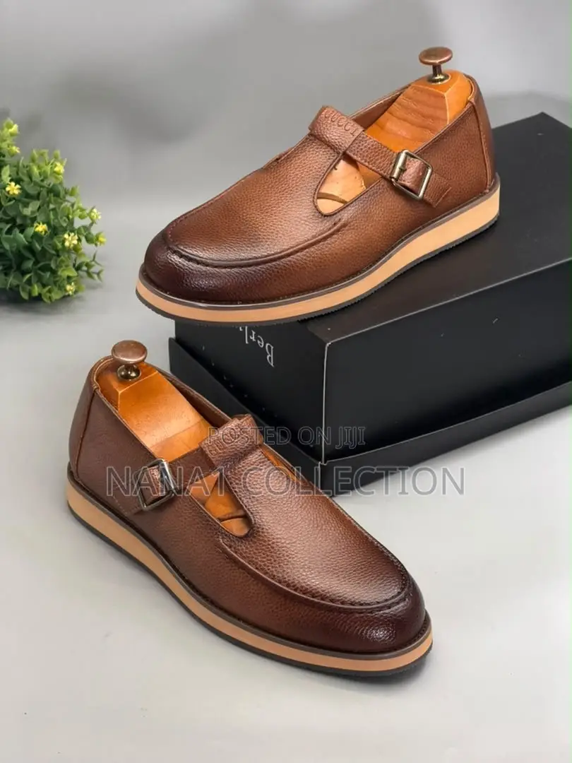 Unisex Leather Monk Strap Shoes