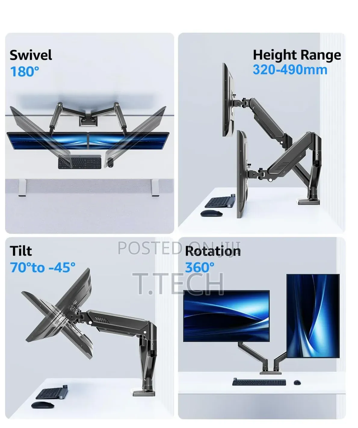 Double Arm Monitor Stand