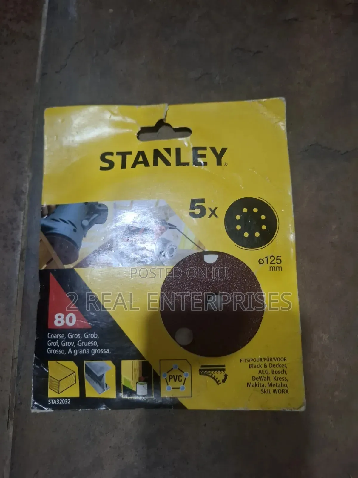 Stanley 125mm 80 Grit Quick Fit ROS Sanding Discs (5-Pack)