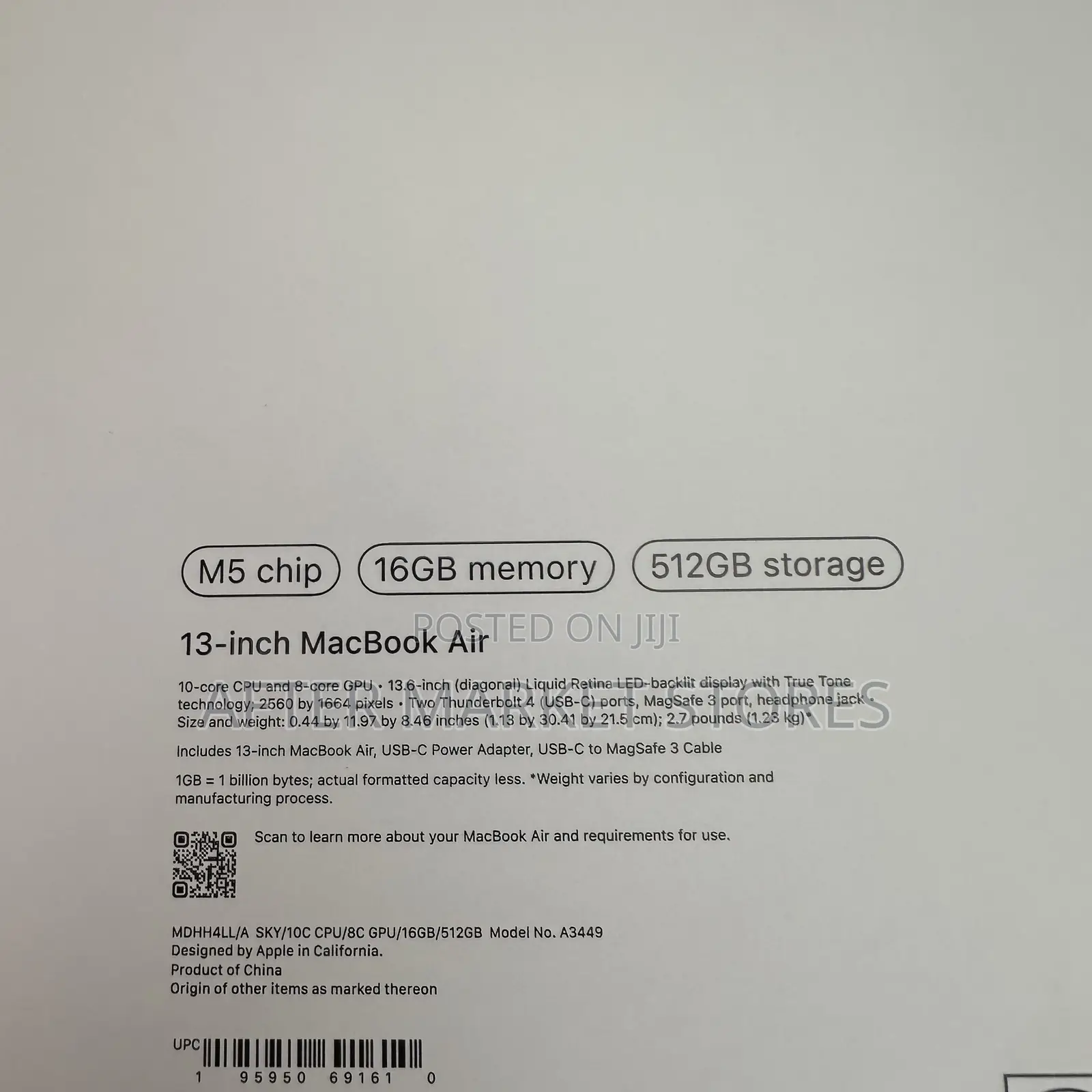 New Laptop Apple MacBook Air 2026 M5 16GB Apple M5 SSD 512GB