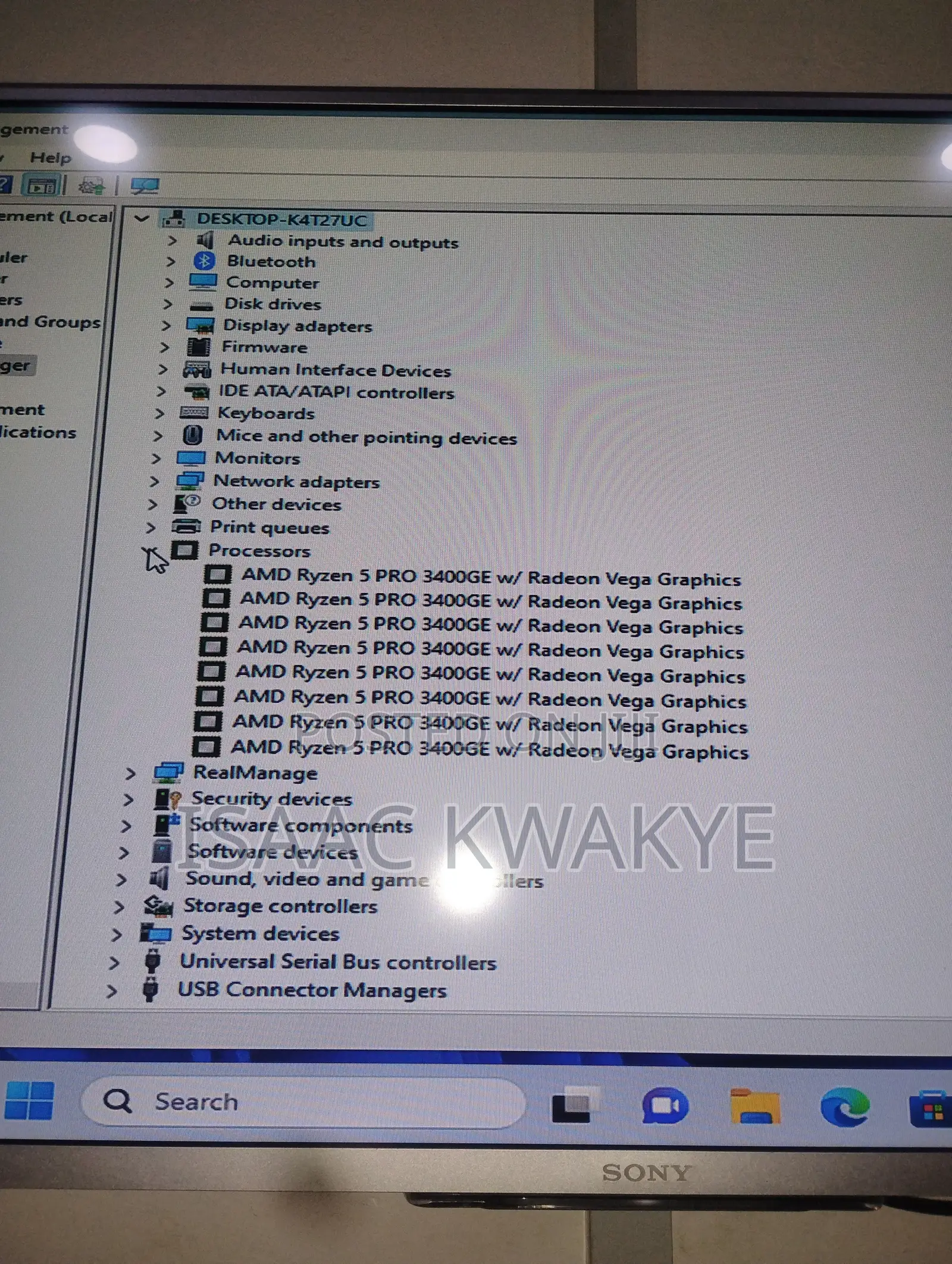 Desktop Computer HP EliteDesk 705 G3 8GB AMD Ryzen 5 SSD 256GB