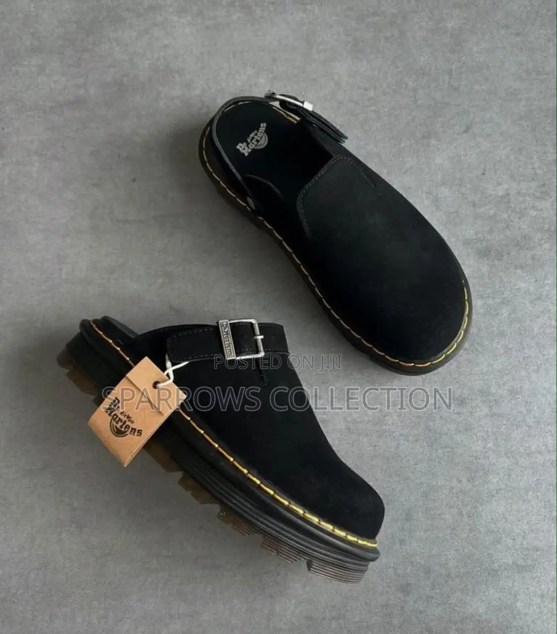 Dr. Martens Zebzag Suede Mules in Black