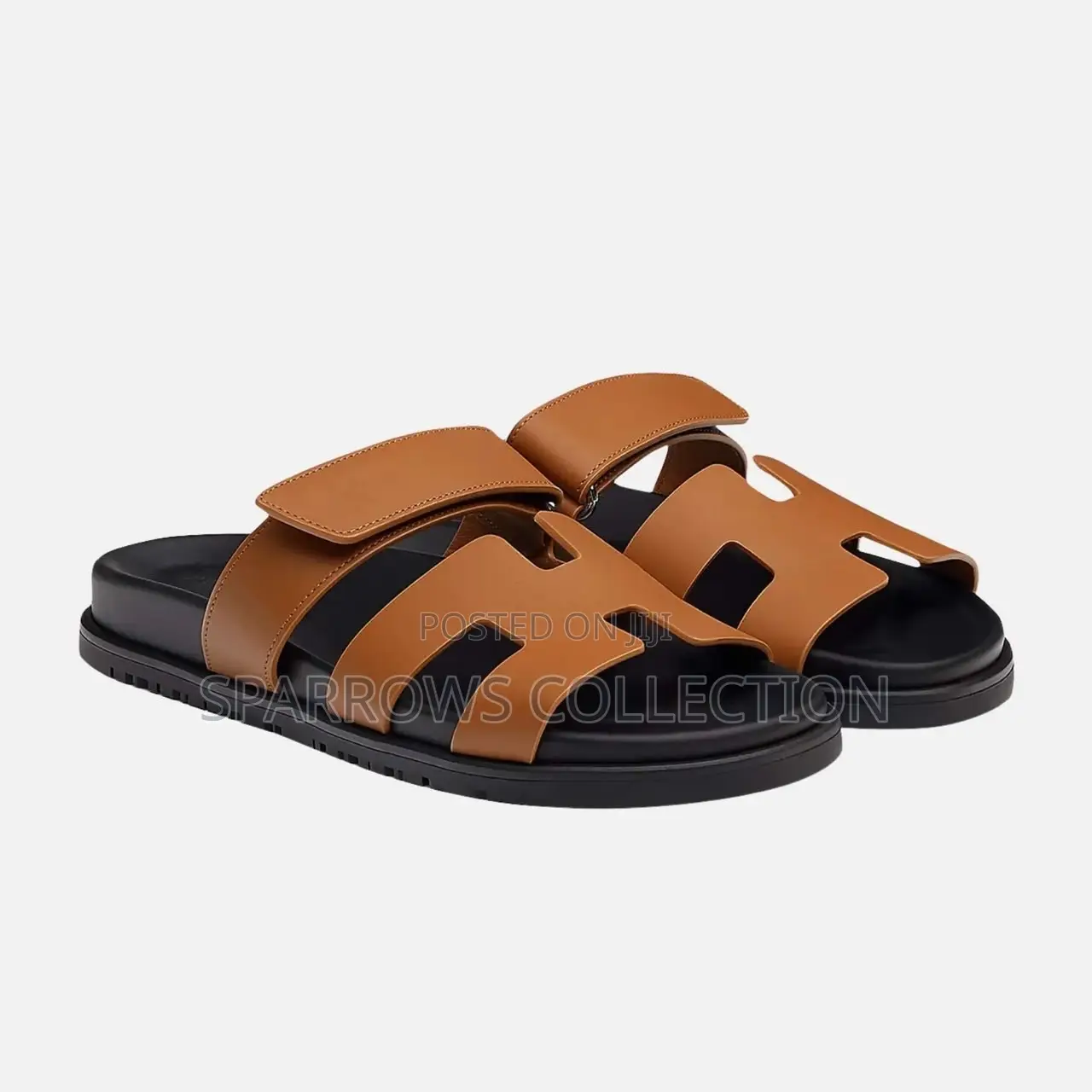 Hermès Chypre Slide Leather Sandals Brown