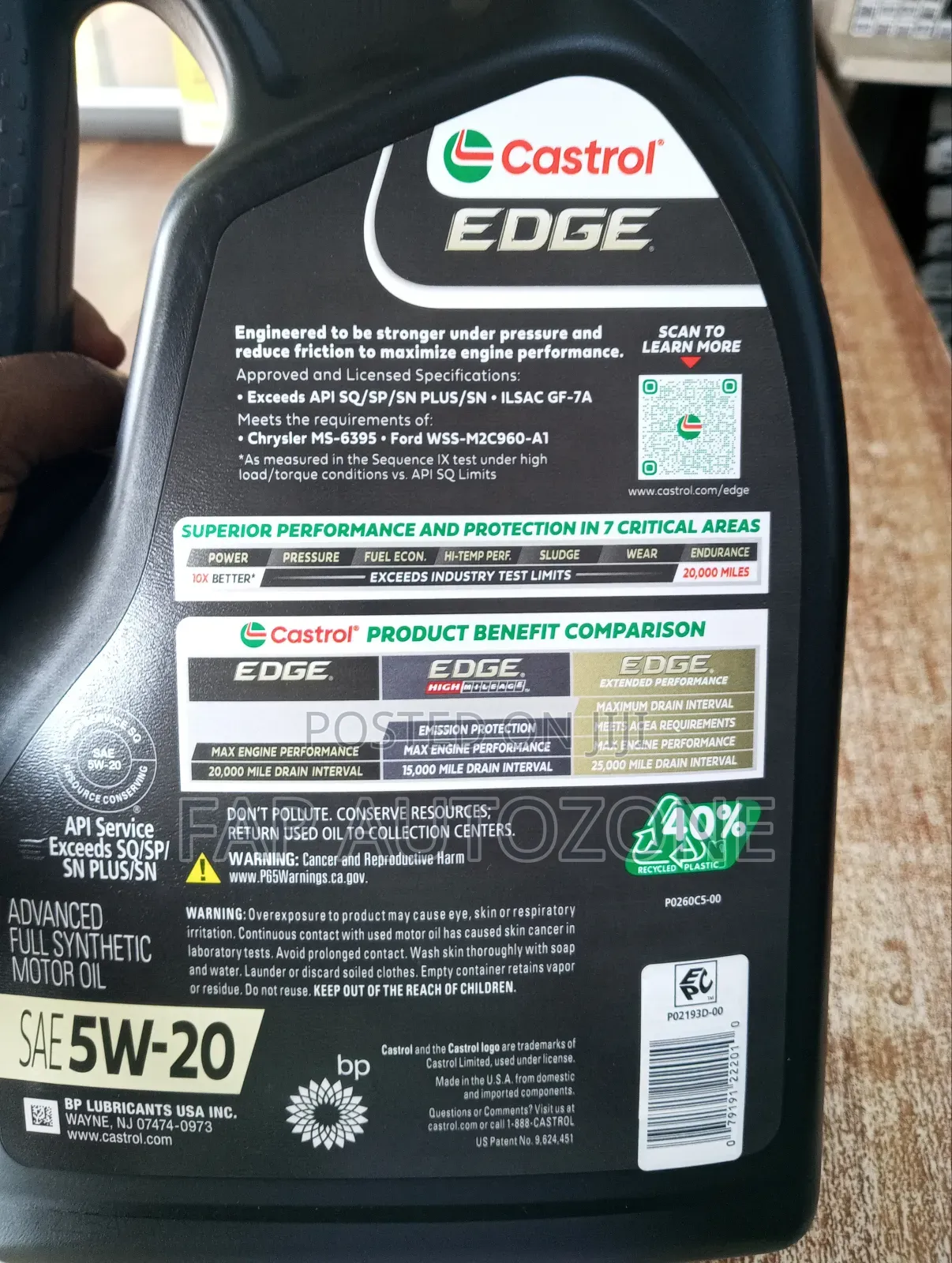 Genuine Advanced Full Synthetic Castrol Edge Engine Oil 5W30 From USA