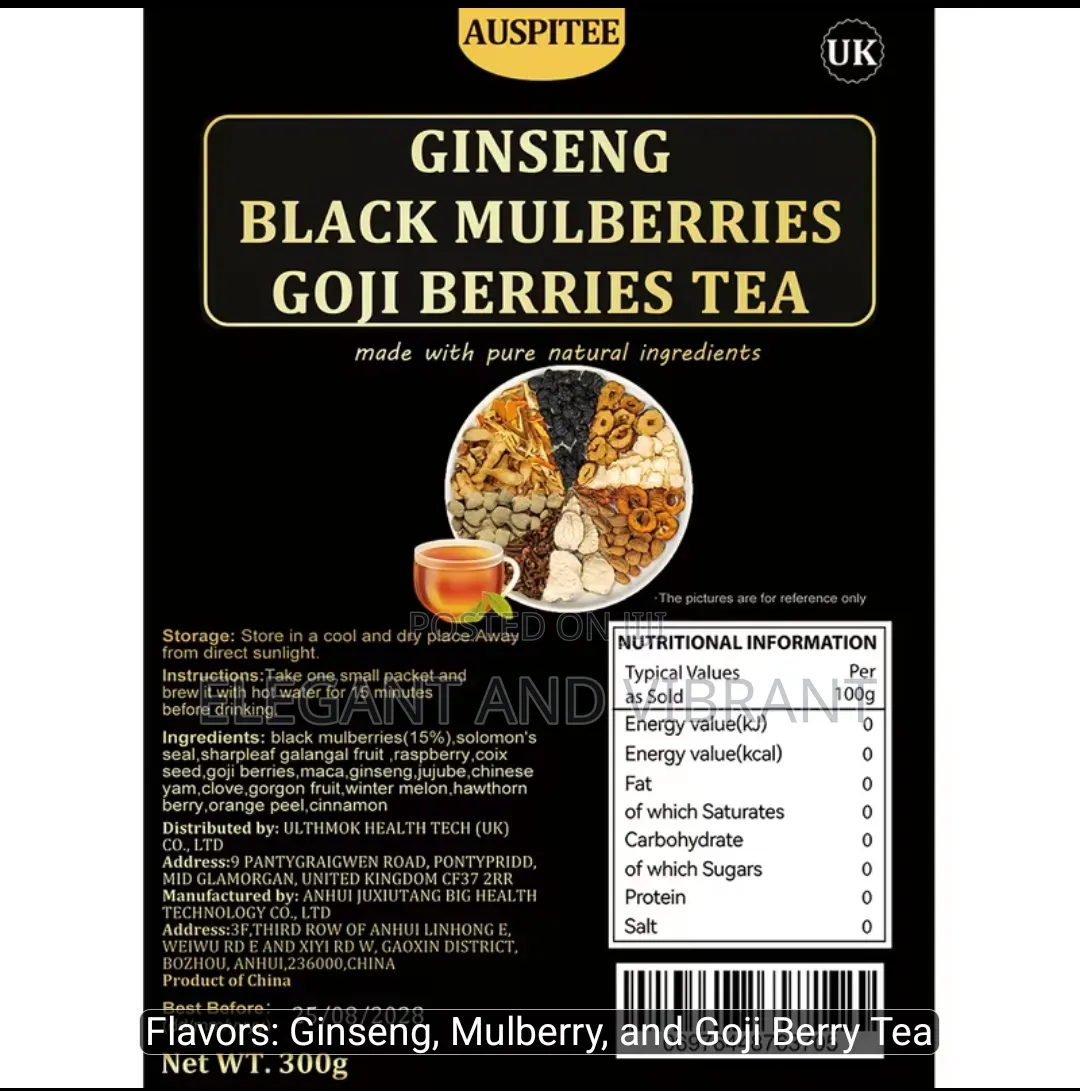 Ginseng, Mulberry, and Goji Berry Tea, 60 Packets,