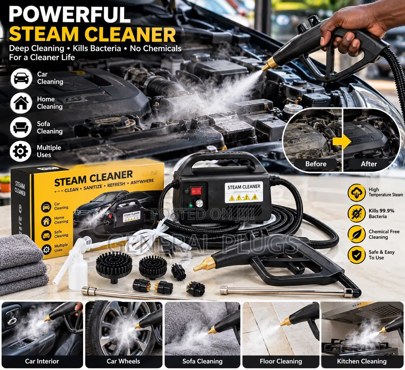 Original Powerful Deep Cleaning High Temperature Car Steam Cleaner