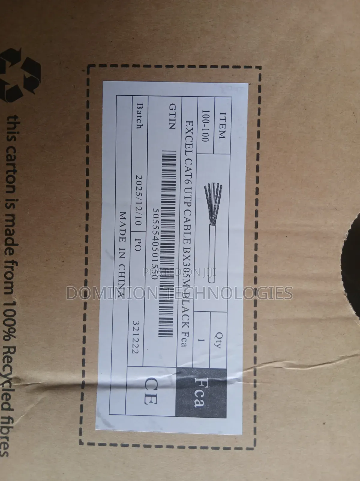 Excel Cat6 Utp Cable Bx305m-Black