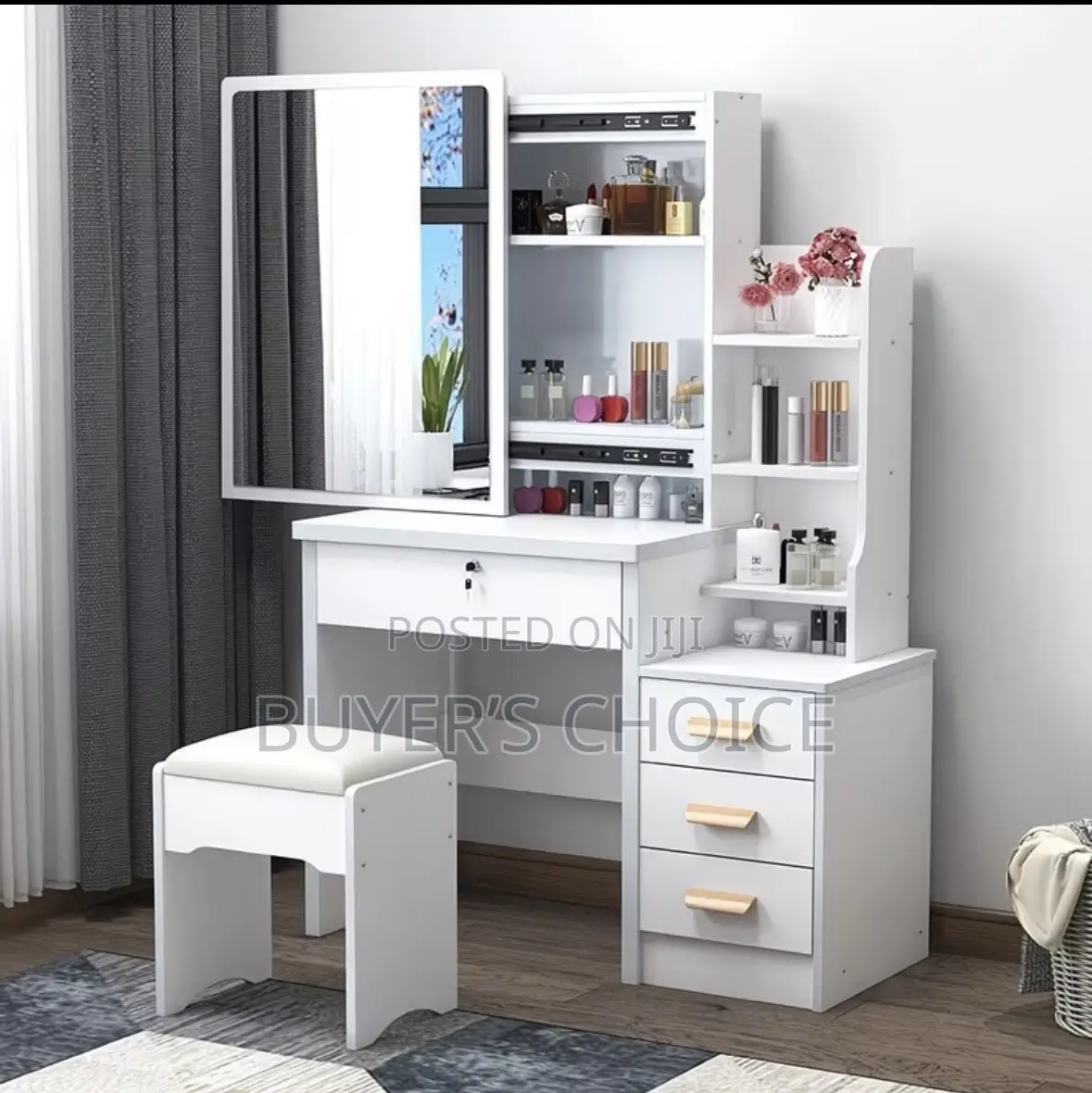 Dresser With Mirror and a Chair
