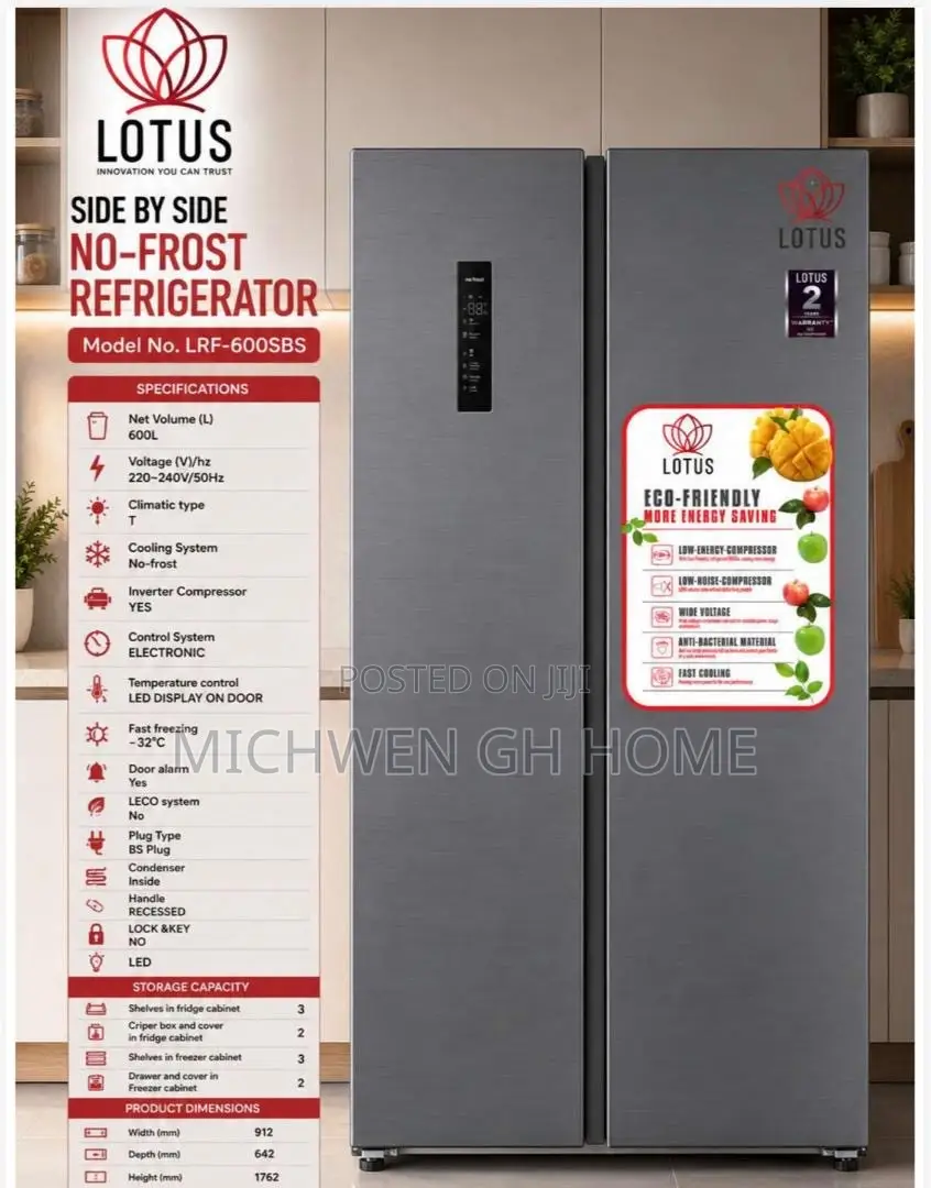Lotus Side by Side Fridge LRF-600 (525L) 4STARS