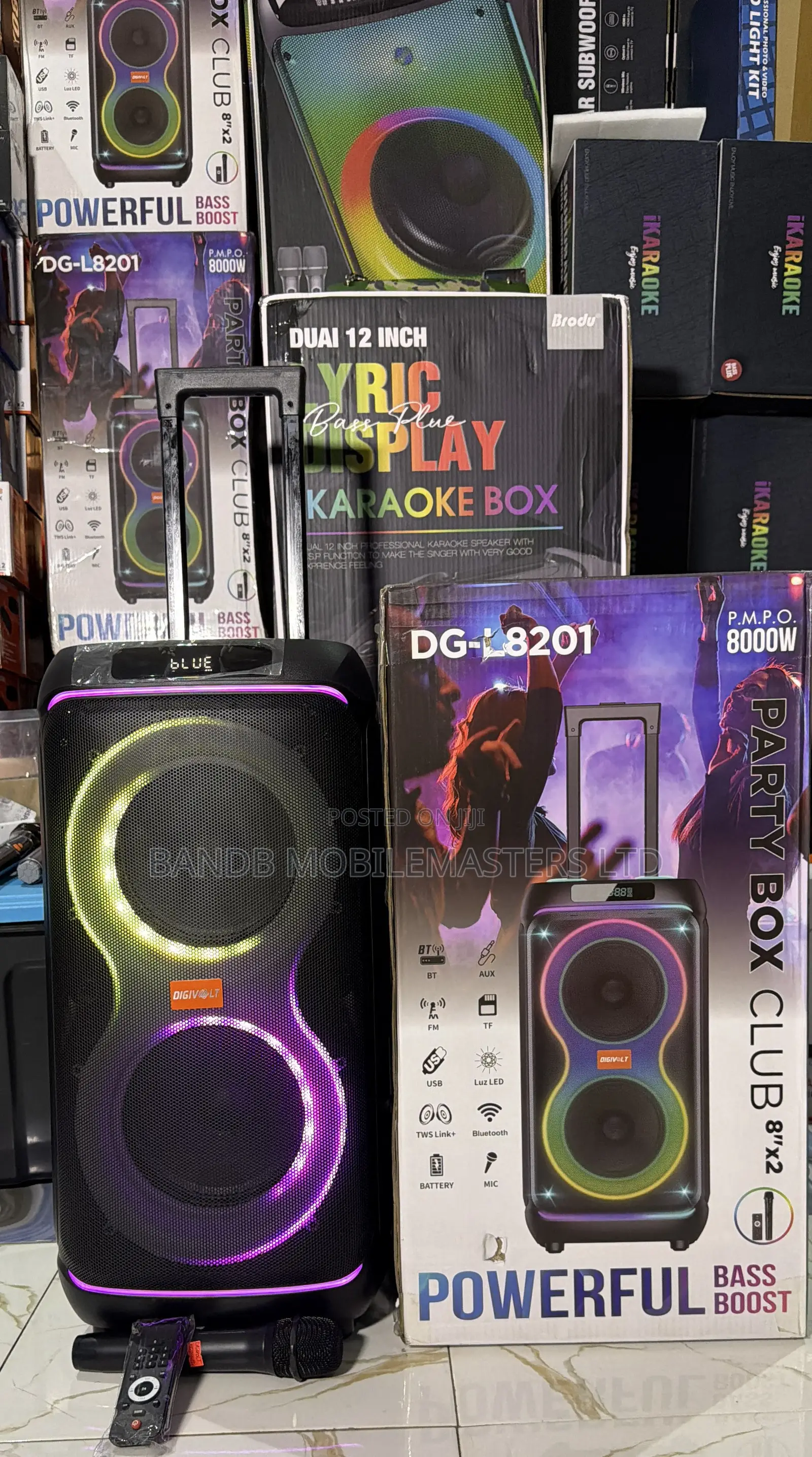 DIGIVOLT DG-L8201 Party Speaker 8”×2 – Bluetooth, Karaoke, RGB Lights