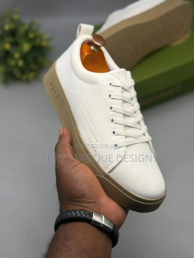 BOSS Men's Smart Casual Low-Top Perforated Leather Sneakers