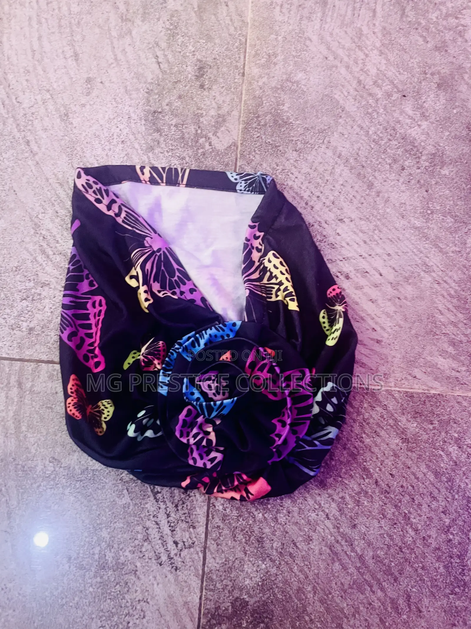 Women's Colorful Butterfly Print Flower Knot Headwrap