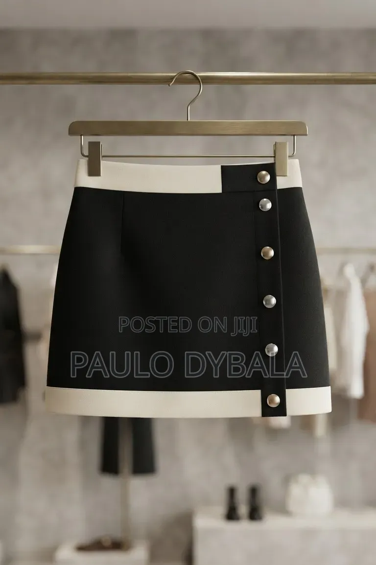 A Short Skirt Featuring a Color-Blocked Design