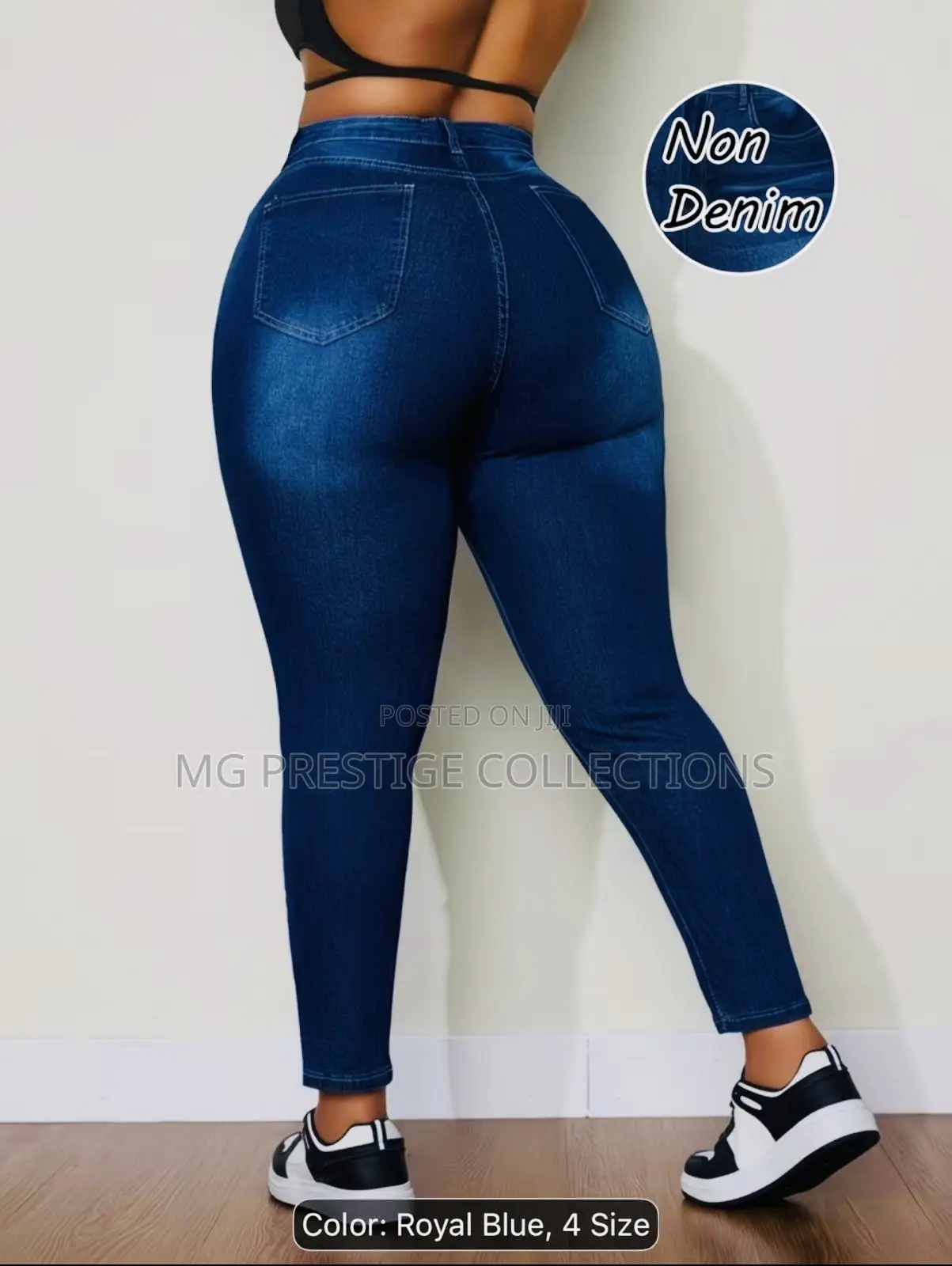 Women's High-Waist Non-Denim Stretch Jeggings – Royal Blue