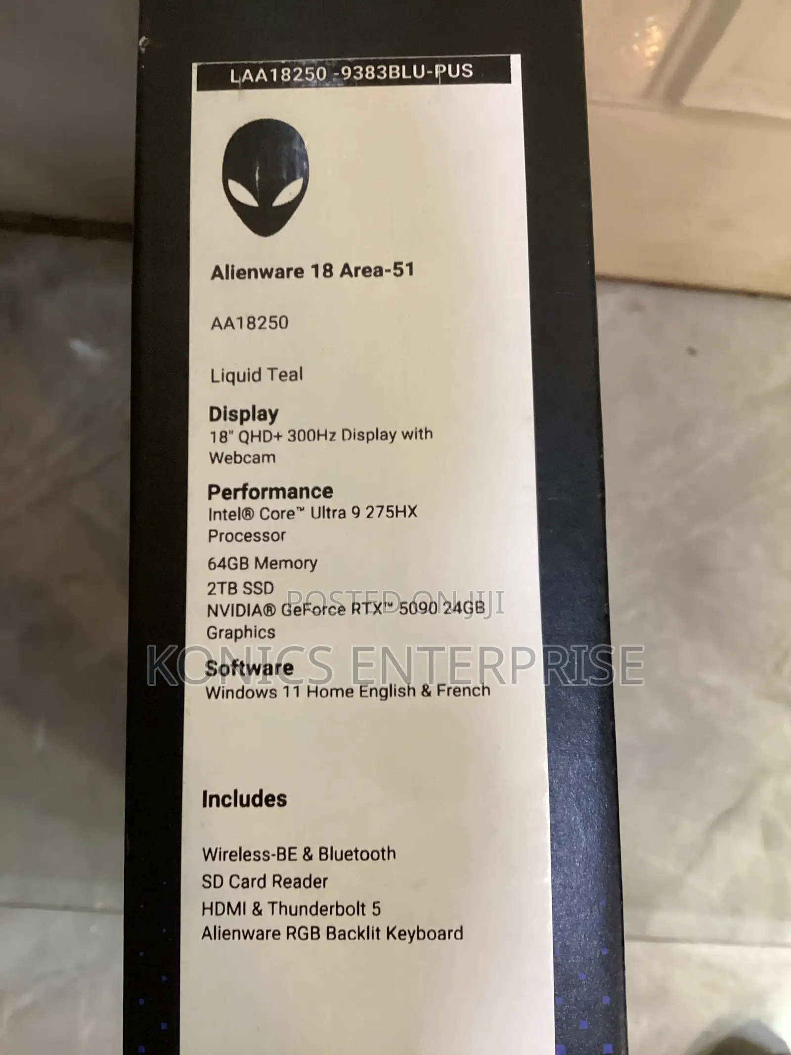 New Laptop Alienware 18 Area-51 64GB Intel Core Ultra 9 SSD 2T