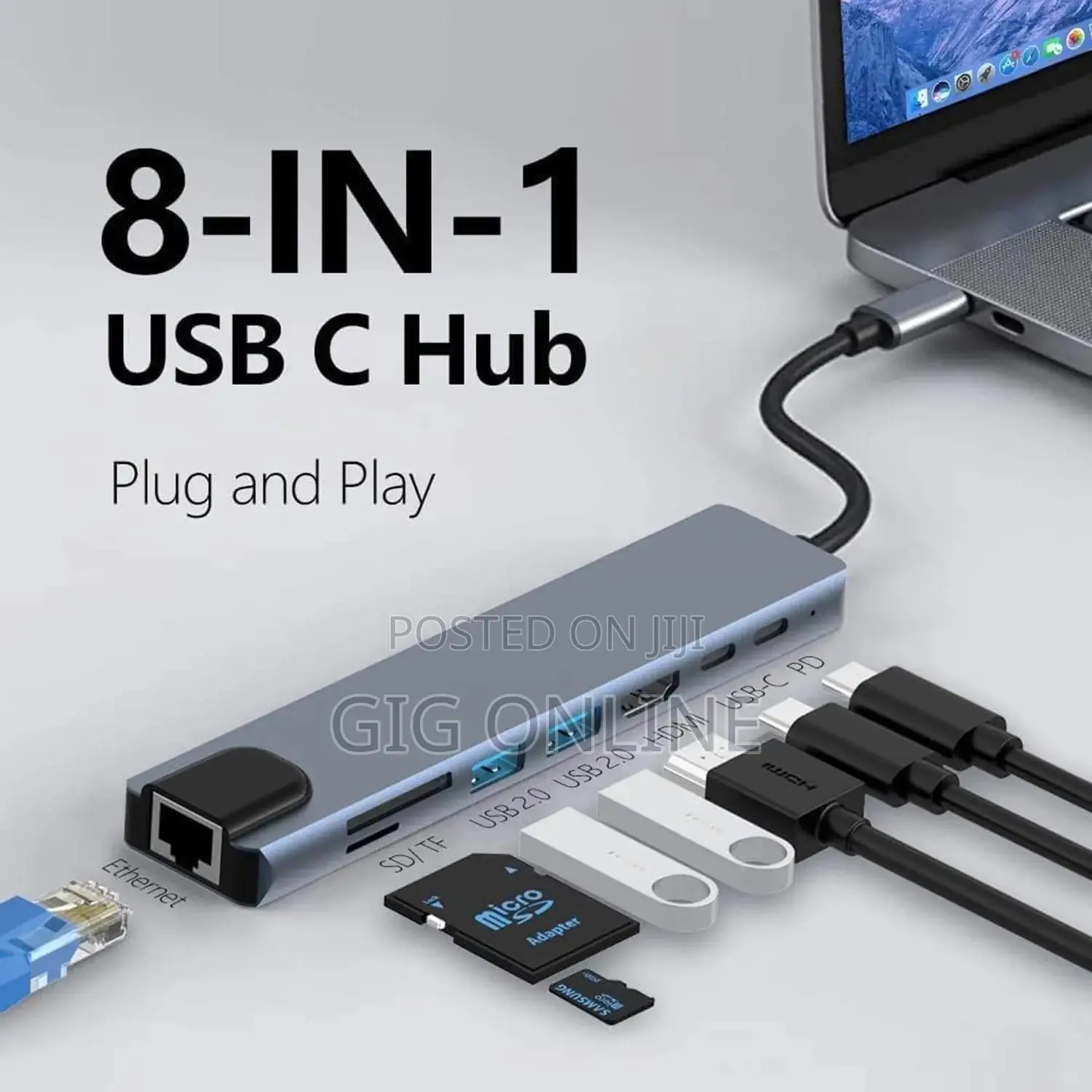 USB-C 8-in-1 Hub Adapter for Laptop