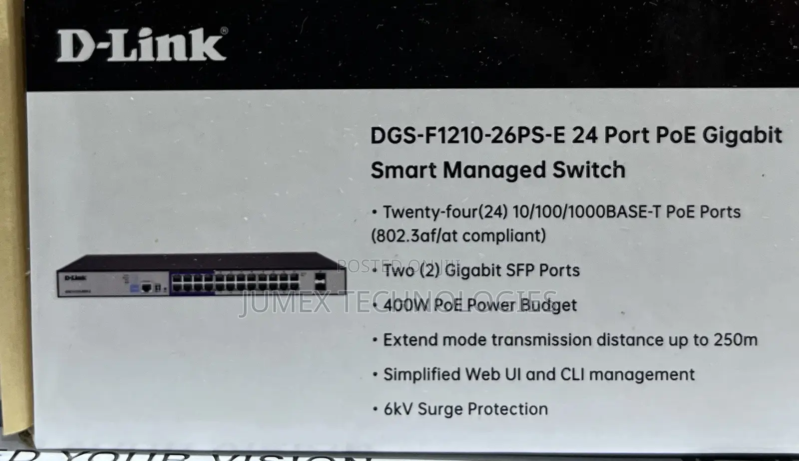 D-Link DGS-F1210-26PS-E 24 Port PoE Gigabit Smart Managed Switch 400W