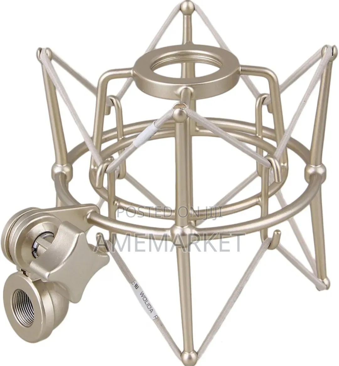 Adjustable Microphone Shock Mount – Metal Suspension Holder, Silver