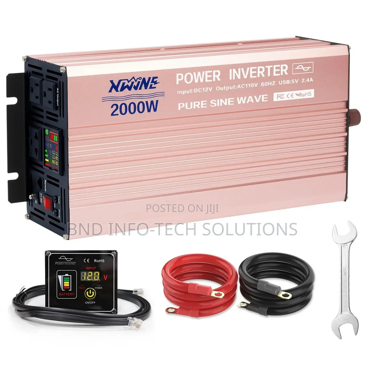XWJNE Pure Sine Wave Inverter 2000Watt Inverter 12V DC to 110v/120v AC