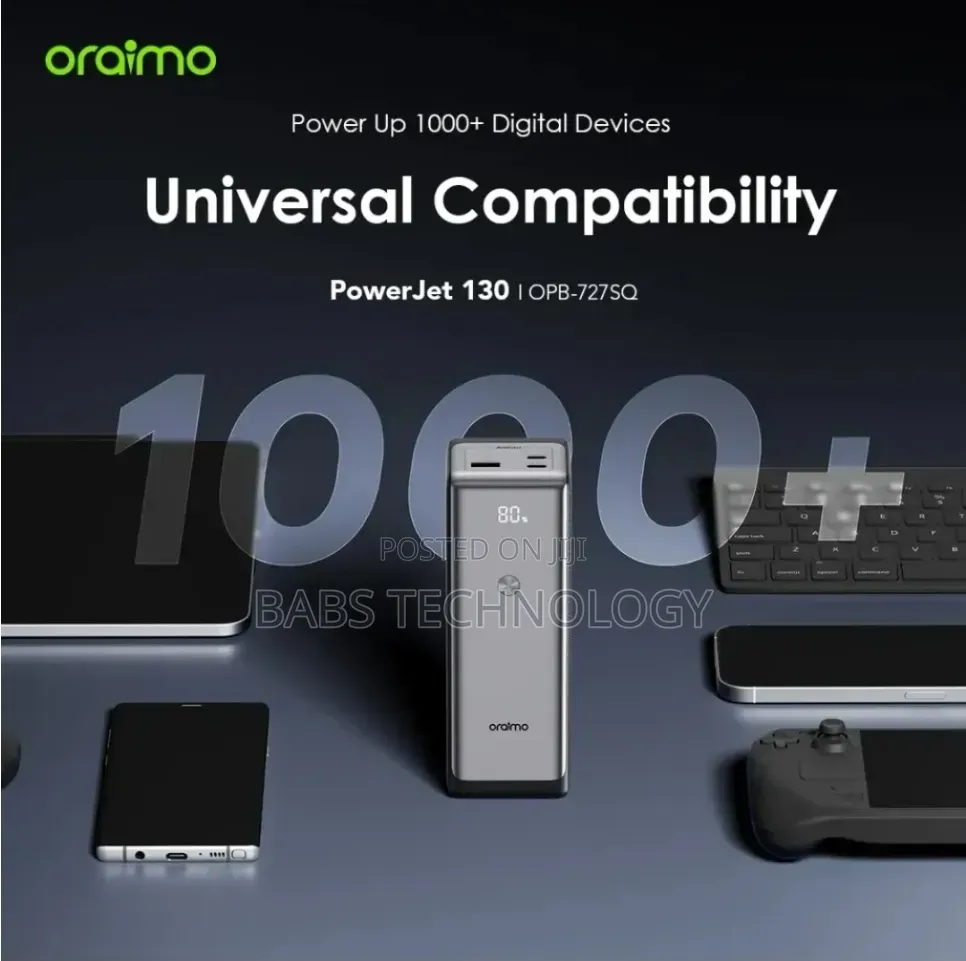 Oraimo PowerJet 130 — 27,600mAh | 130W Ultra-Fast
