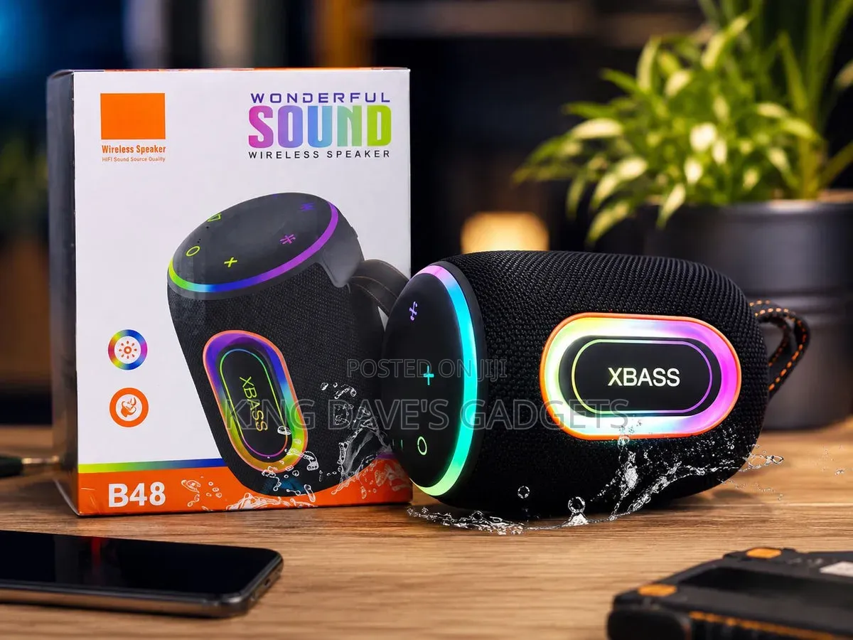 B48 Portable Wireless Bluetooth Speaker With Extra Bass RGB Lights