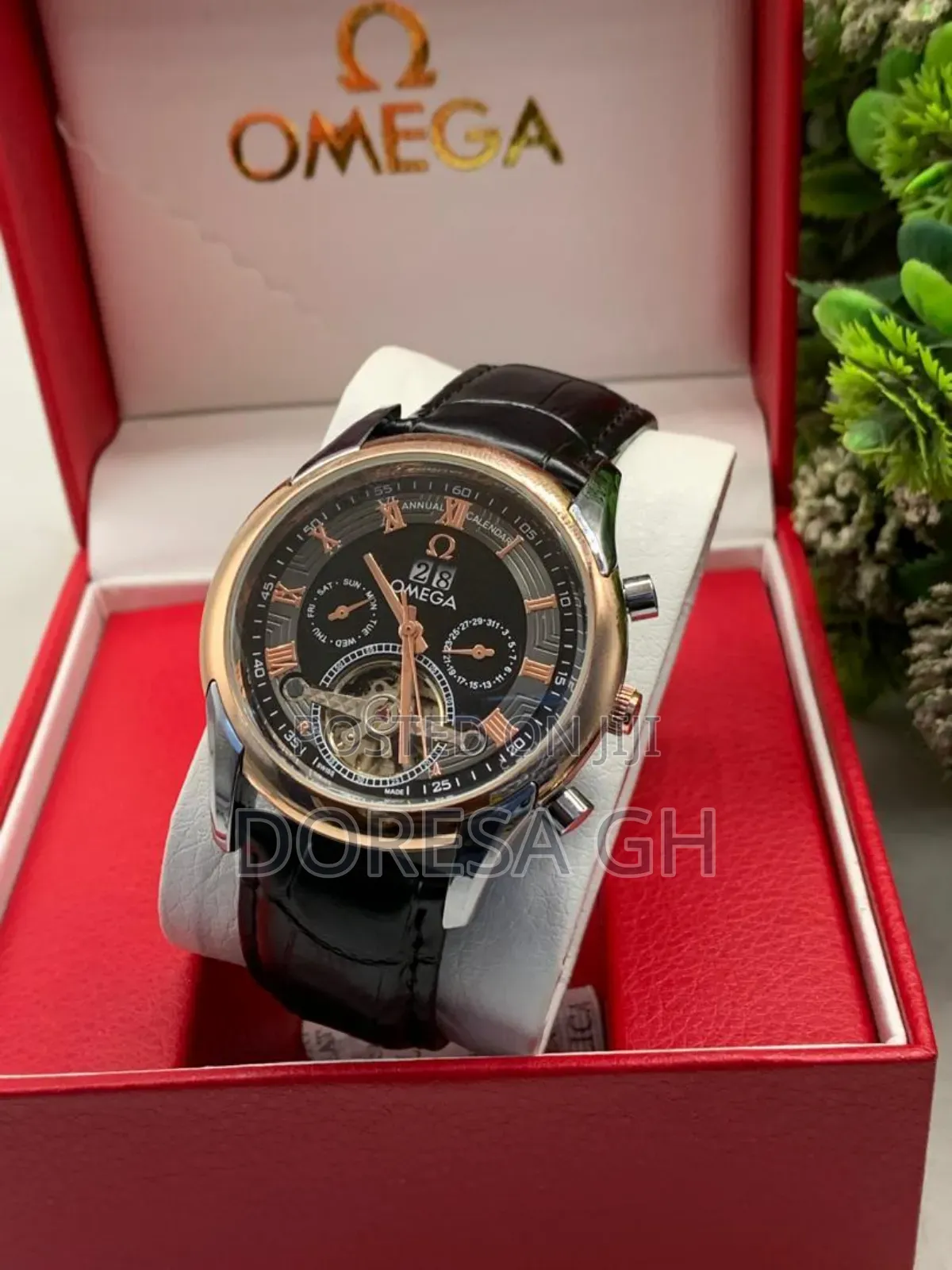 Omega Automatic Leather Watch for Men – Classic Mechanical Wristwatch