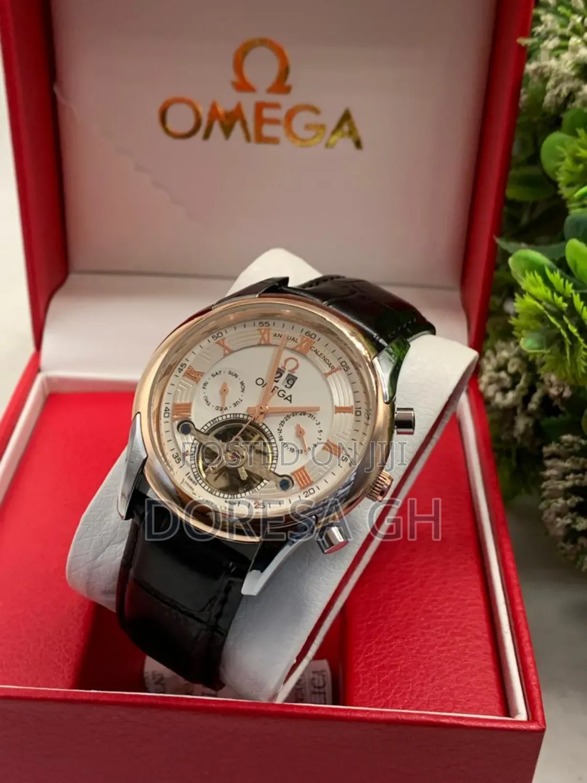 Omega Automatic Leather Watch for Men – Classic Mechanical Wristwatch