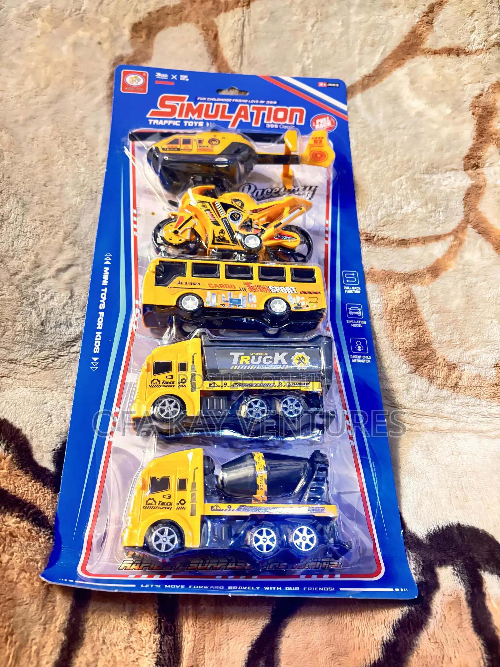 Kids Toy Car, Motorcycle Airplane Bus Set