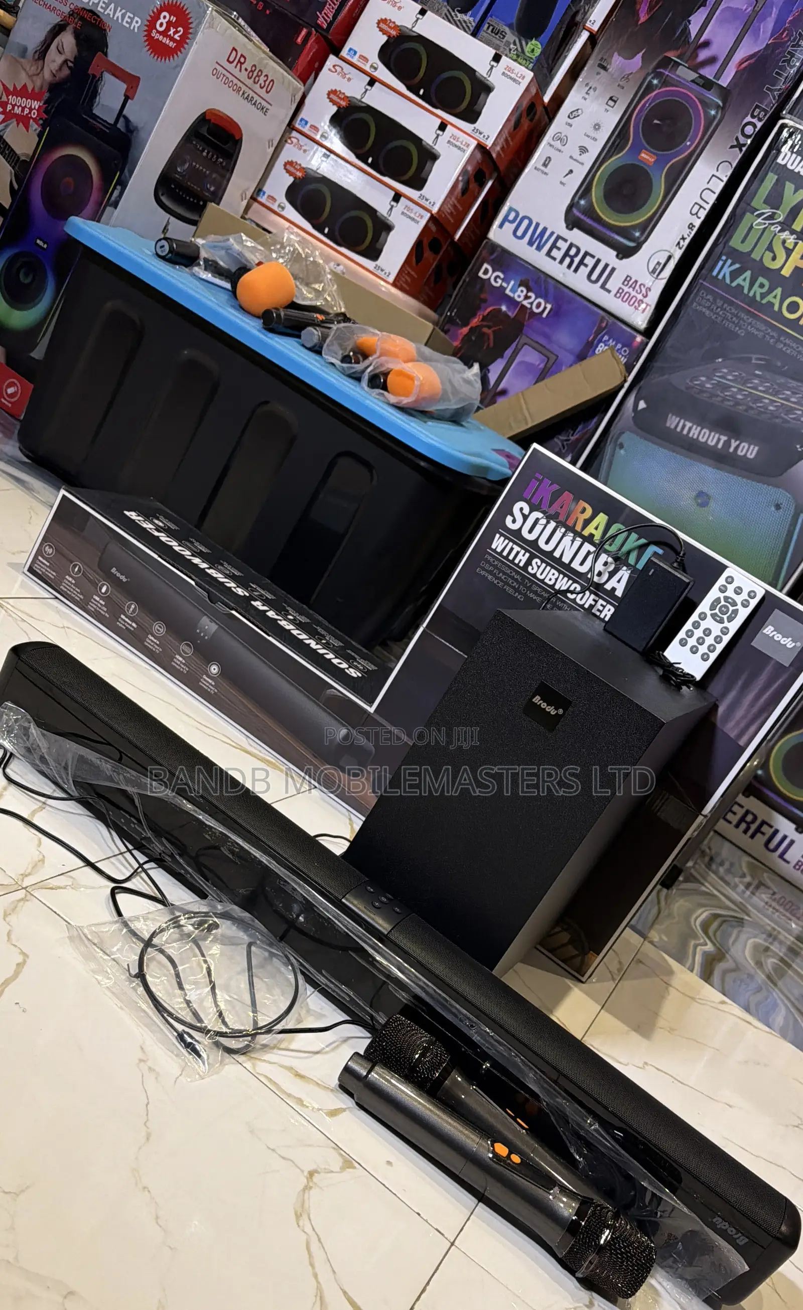 Brodu Karaoke Soundbar(Bass Boost) Subwoofer 2 Wireless Microphones
