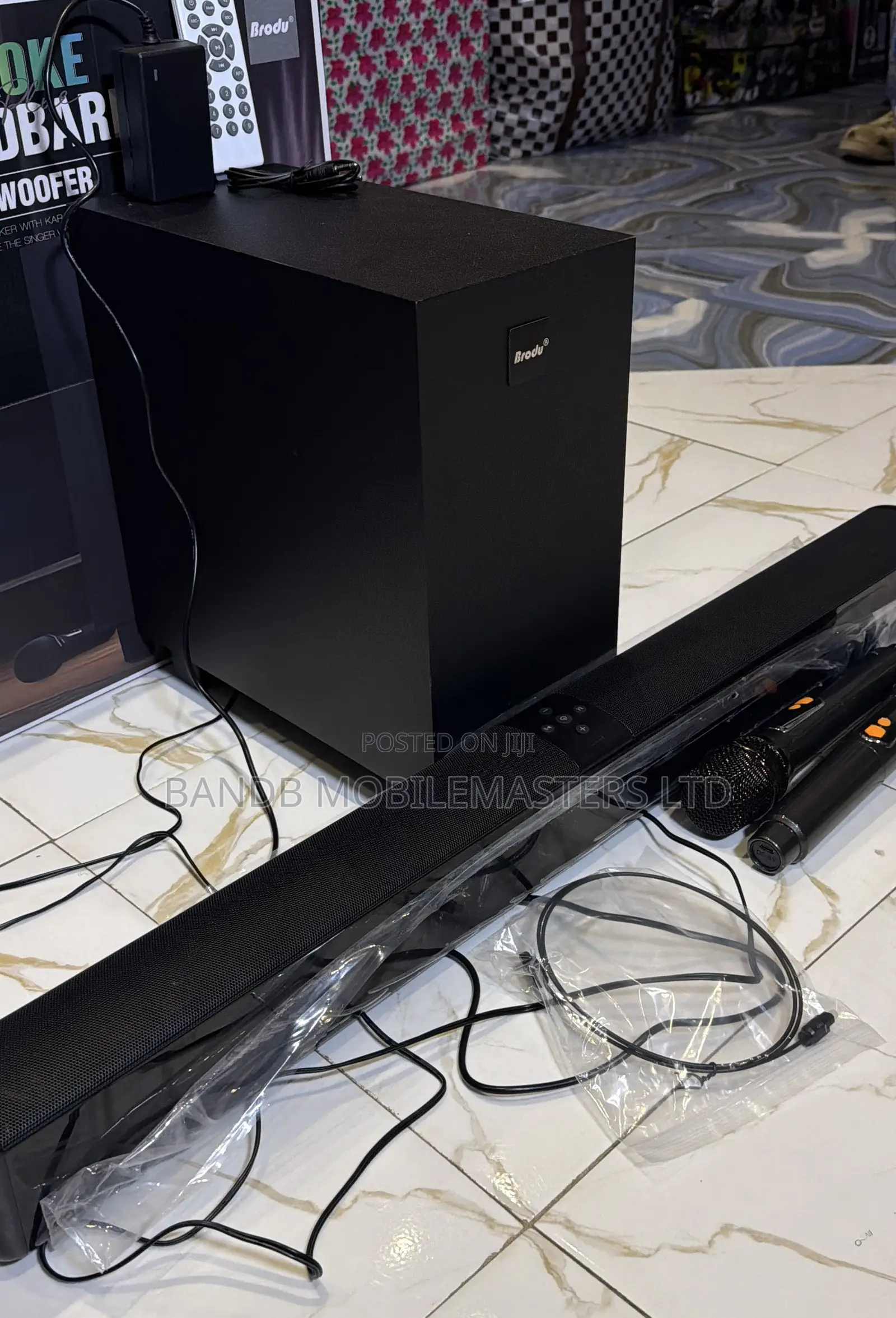 Brodu Karaoke Soundbar(Bass Boost) Subwoofer 2 Wireless Microphones
