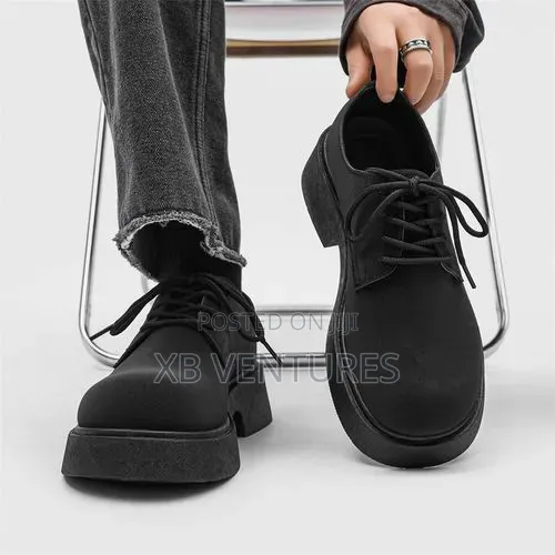 Bulky Sole Non-Slip Suede Shoes -Black