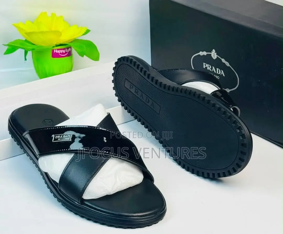 Prada Milano Black Leather Slippers