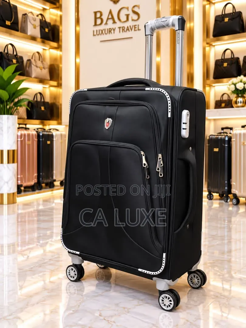 Black Softside Rolling Travel Suitcase Dual-Front Zippered Luggage Bag