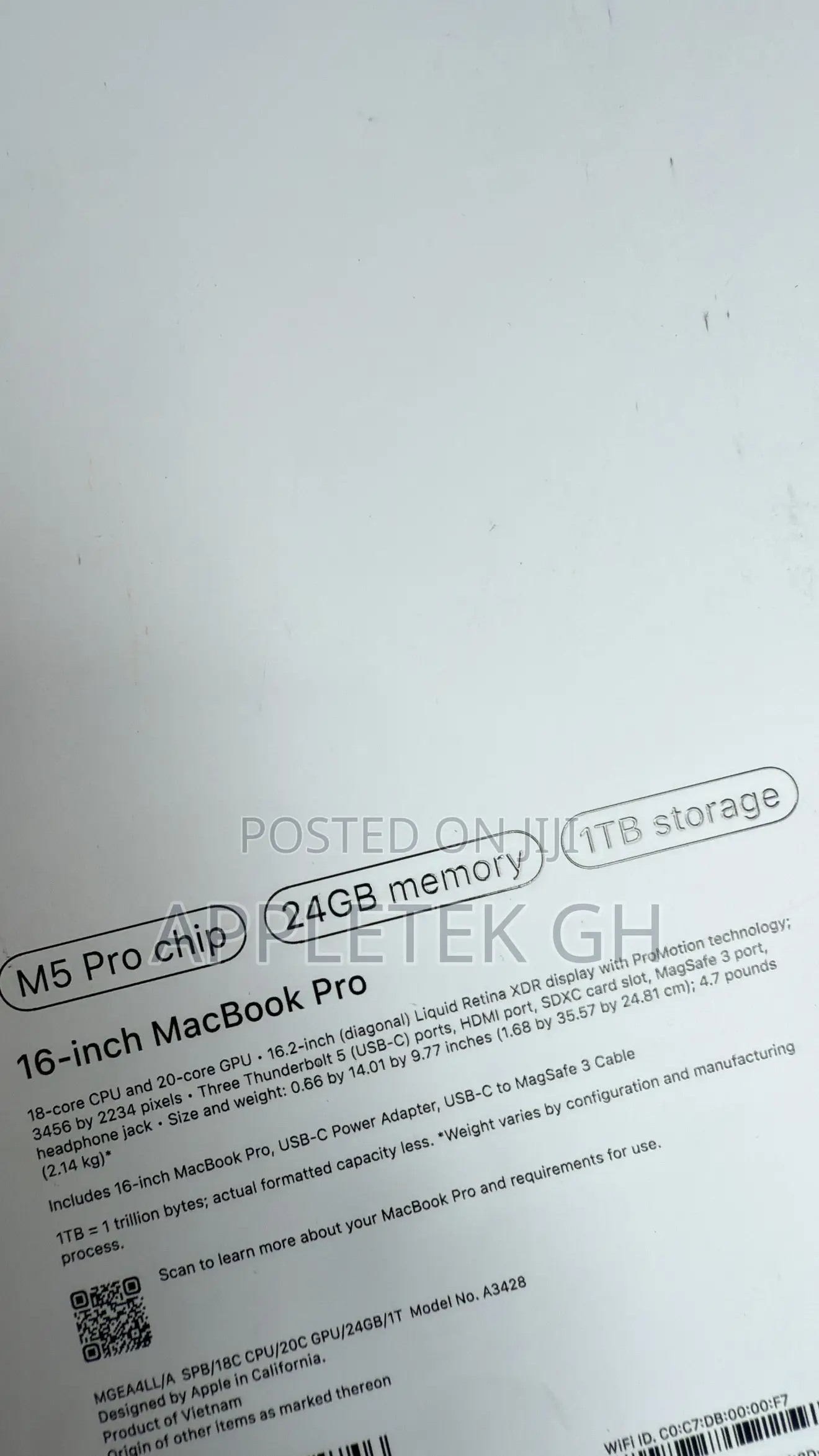 New Laptop Apple MacBook Pro 2026 M5 Pro 24GB Apple M5 Pro SSD 1T