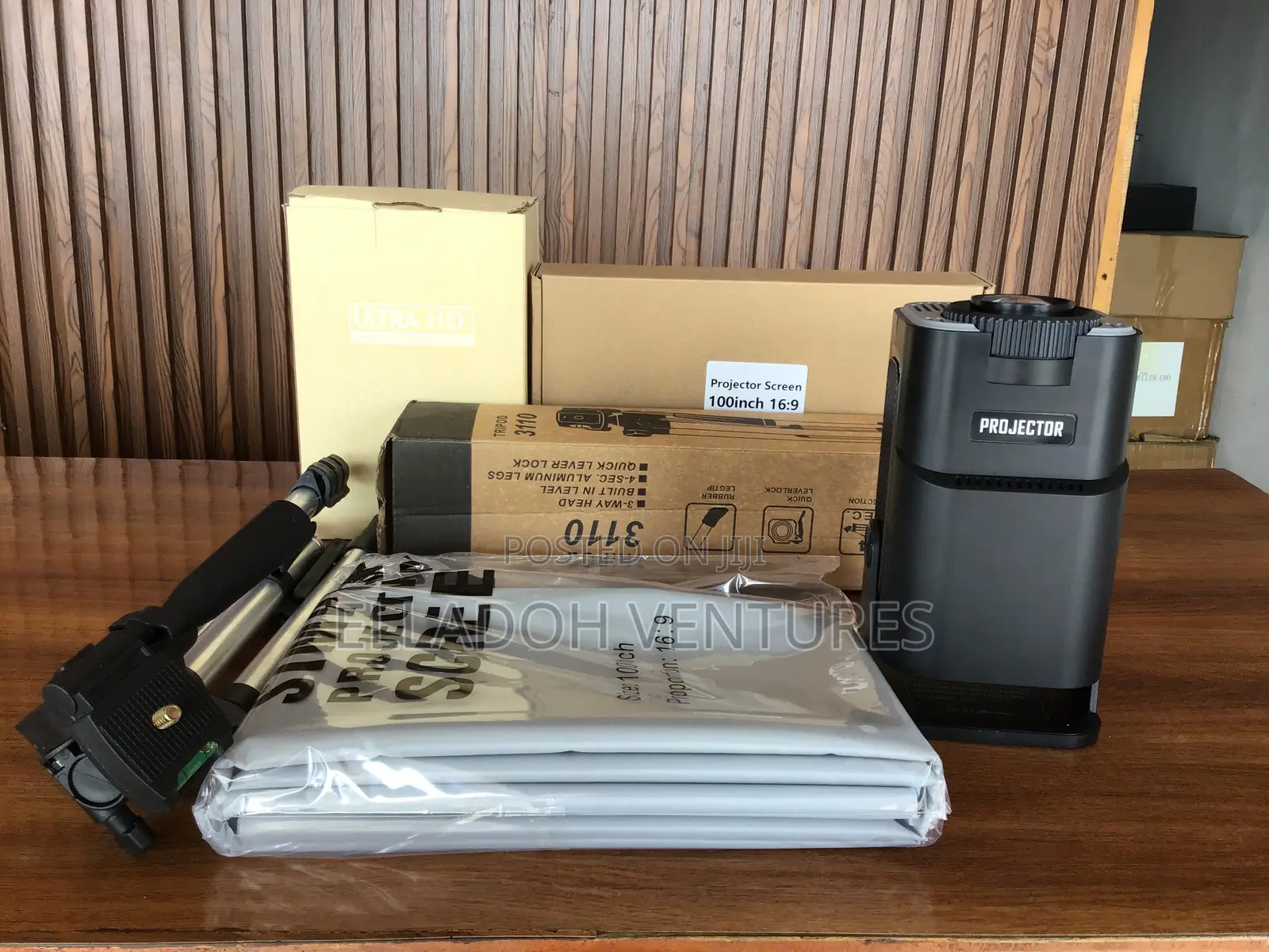 HY320 Mini Projector TV Box + Projector Screen + Stand