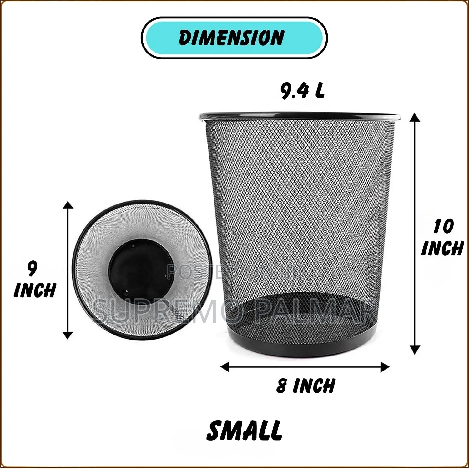 Mesh Trash Can – Black Wire Wastebasket 9L / 12L