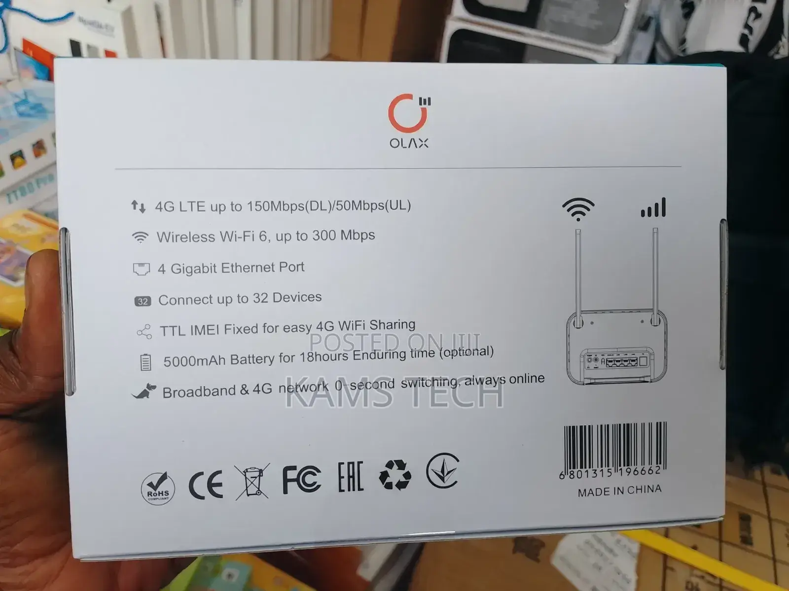 Olax AX8 Pro Universal Sim Router+ Backup Battery