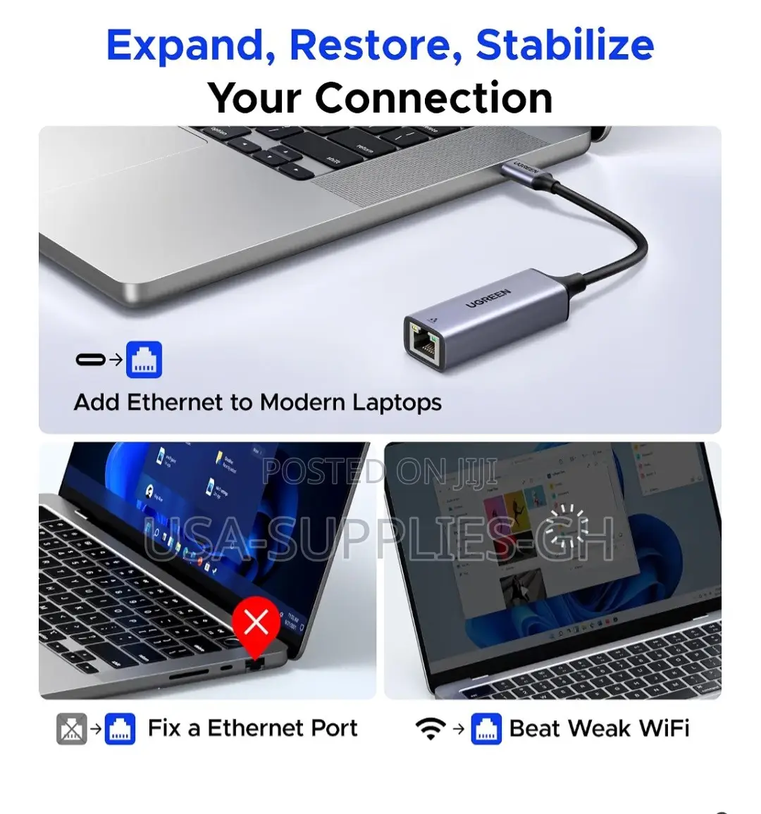UGREEN USB C to Ethernet Adapter With RJ45 Network Dongle From Usa