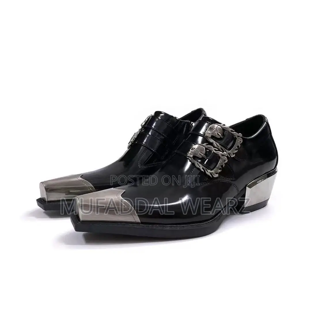Black Leather Gothic Western Ankle Boots