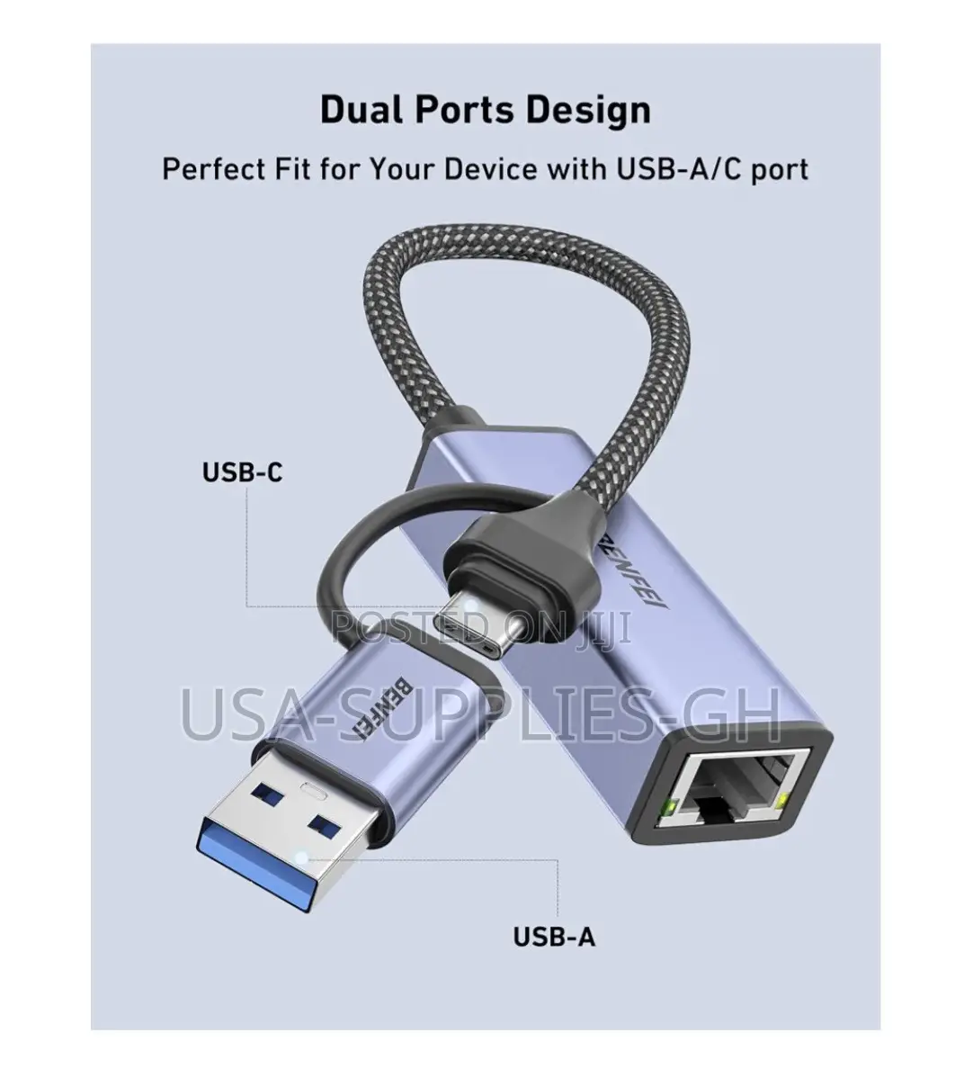 BENFEI USB 3.0/USB-C to Ethernet Adapter RJ45 Network Dongle From USA