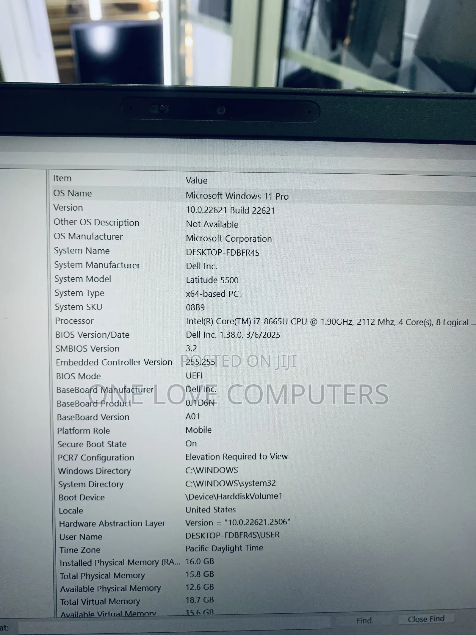 Laptop Dell Latitude 5500 16GB Intel Core i7 SSD 512GB