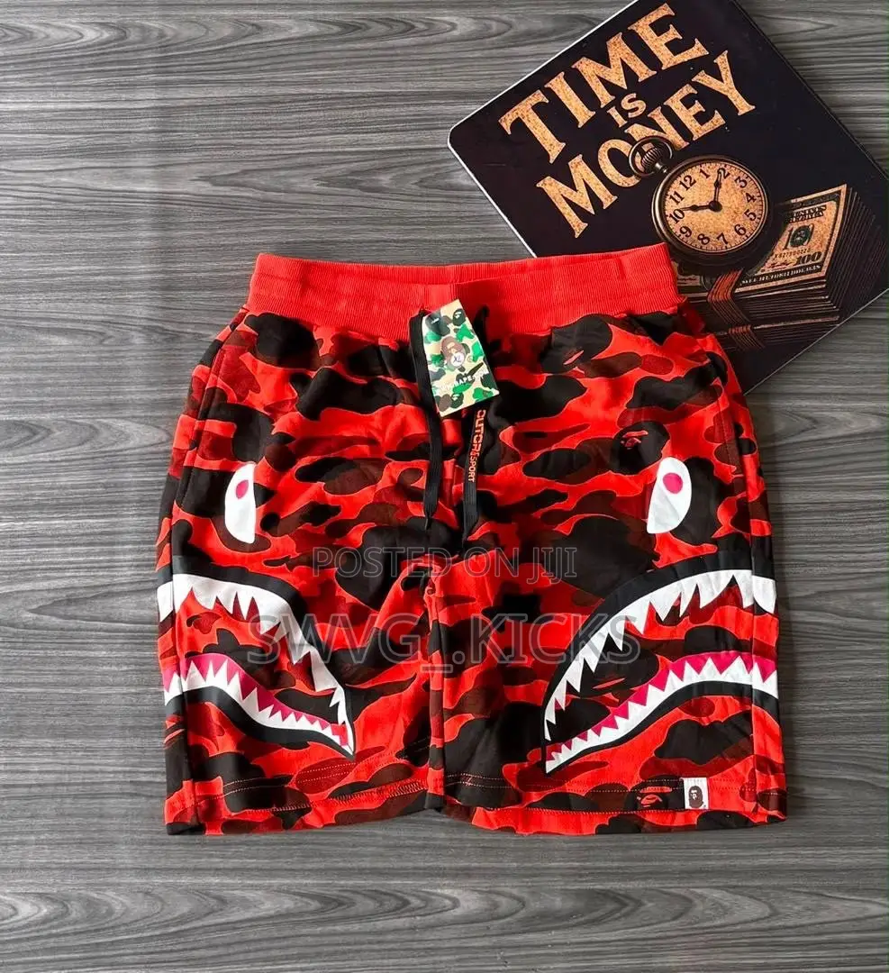 A Bathing Ape Camo Shark Sweat Shorts