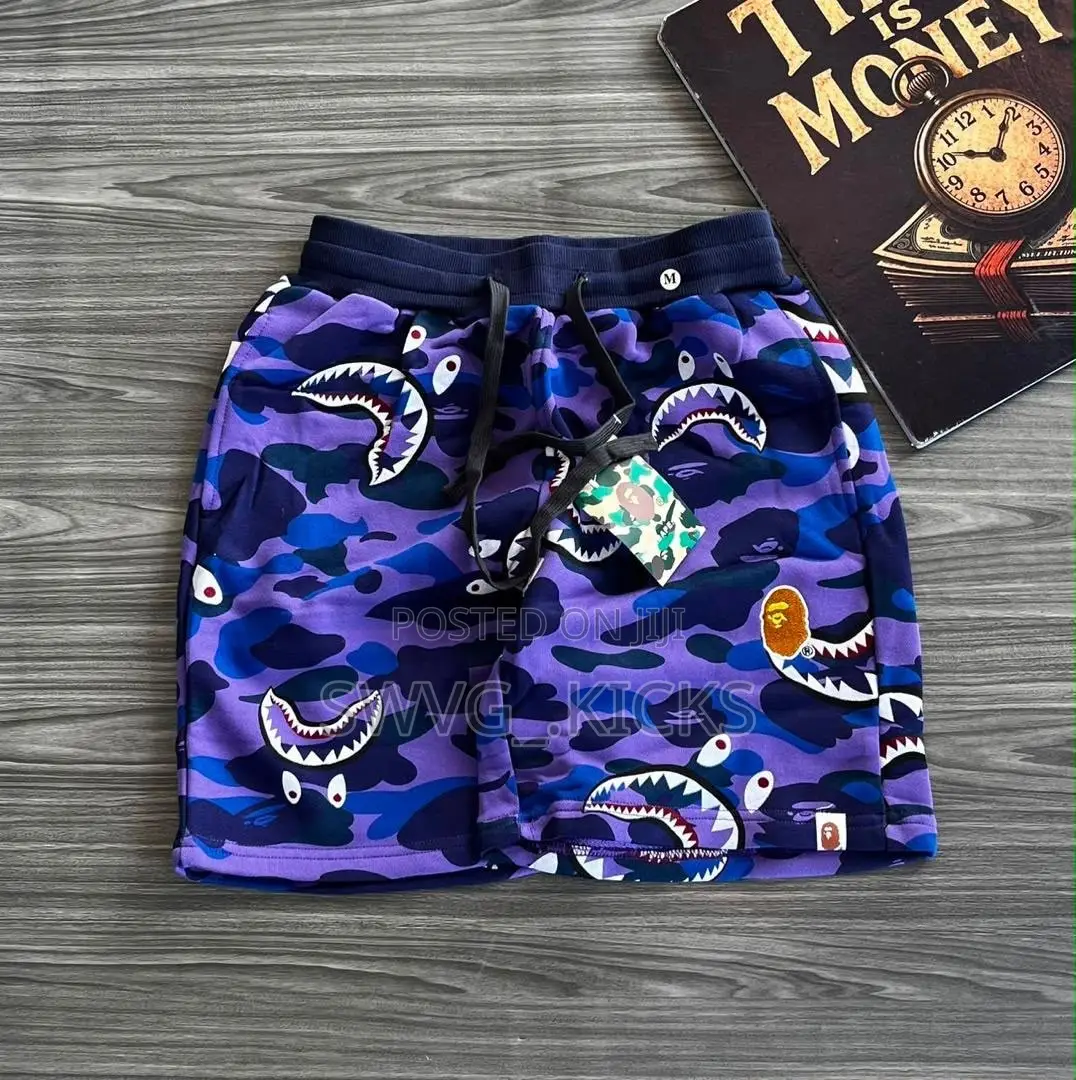 A Bathing Ape Camo Shark Sweat Shorts