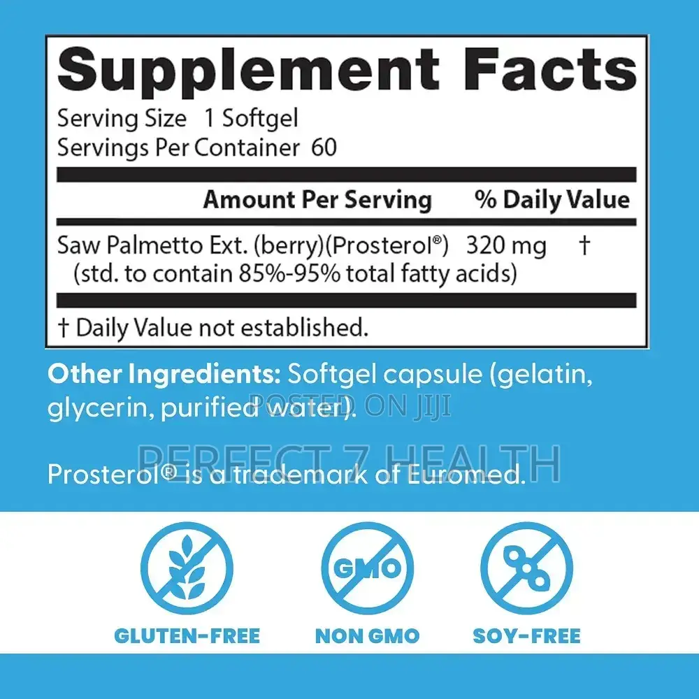 Saw Palmetto Standardized Extract 320 Mg, Prostate Health, 60 Softgels