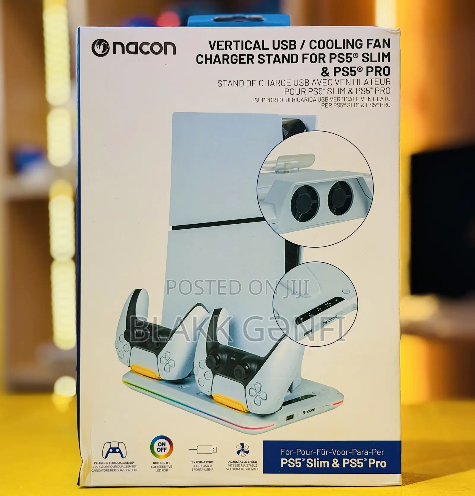 PS5 Nacon RGB Vertical USB/Cooling Fan Charger Stand